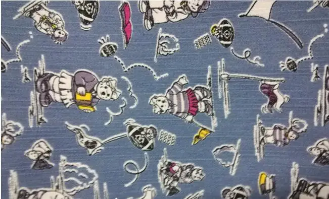 

washed Stretch imitation Denim cotton printed kids clothing fabric cute baby pants diy cloth fabric wholesale sewing fabric