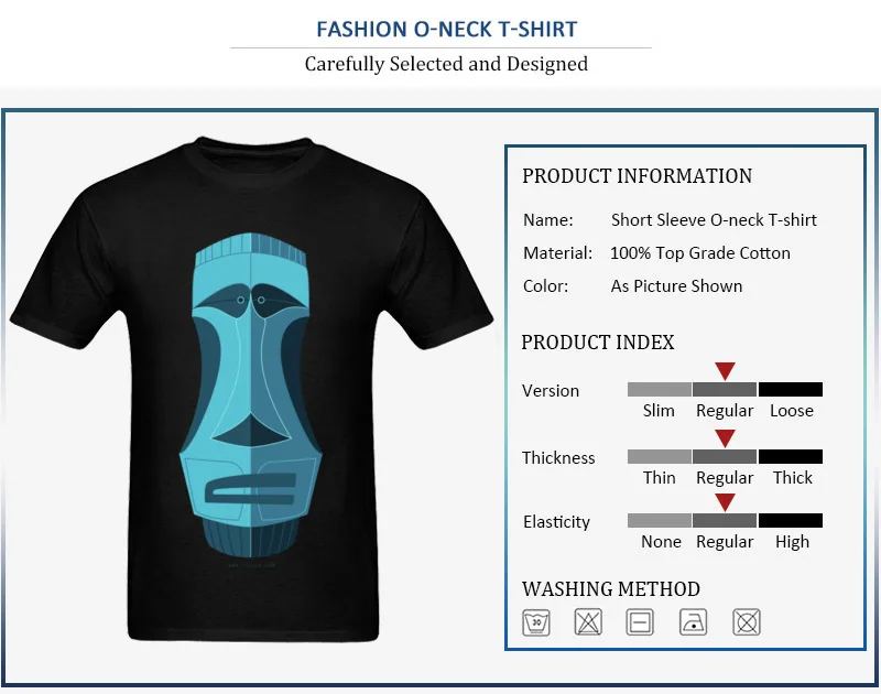 Blue Tiki Casual T Shirt for Male 100% Cotton ostern Day Tops T Shirt Family Clothing Shirt Short Sleeve High Quality O Neck Blue Tiki
