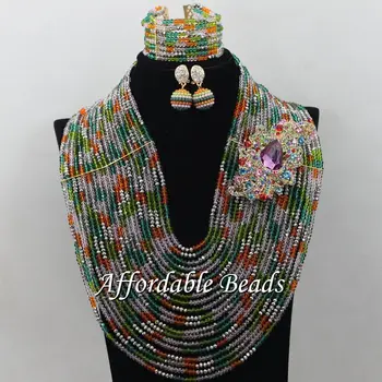 

Multicolor Crystal Bridal Set Charming Nigerian Jewelry Set Unique Design Handmade Item ABW140