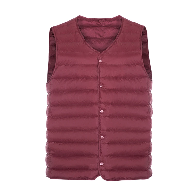 

Man 3XL Ultra Light Down Vest Spring Autumn Sleeveless V-Neck Vest Male Casual clothes 2019 New Winter Collarless Waistcoat
