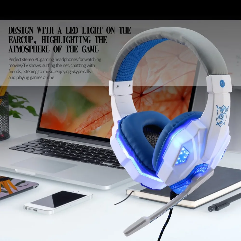 Игровая гарнитура SY830MV с микрофоном четкость звука шумоподавление светодиодный