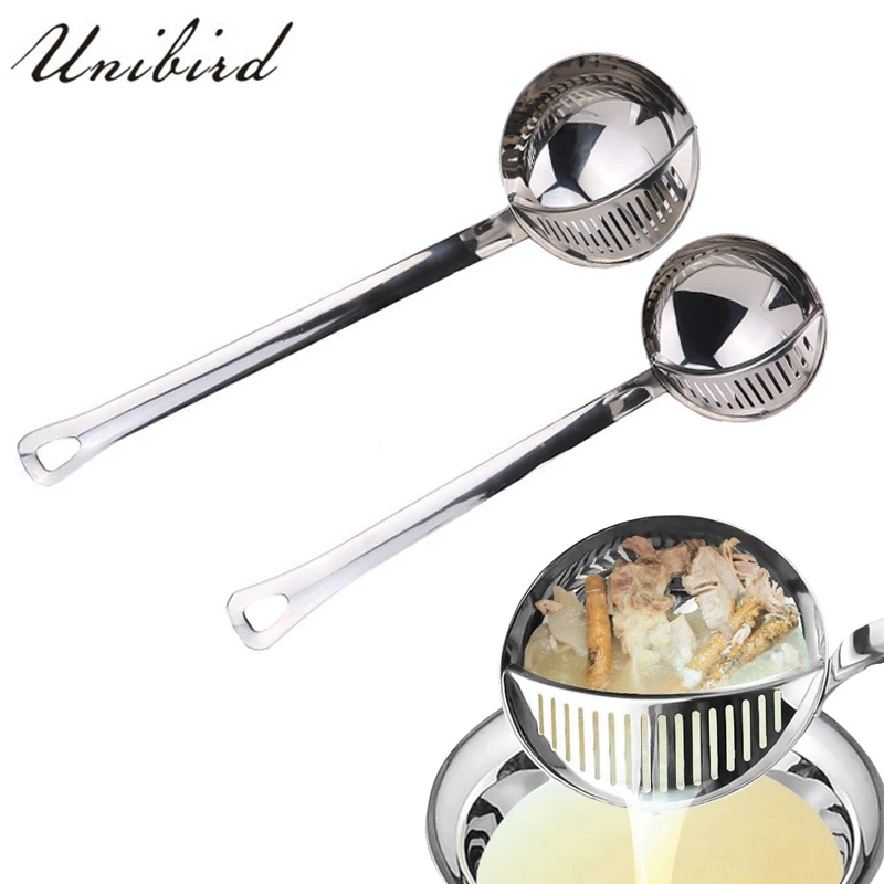 Unibird нержавеющая сталь 2 в 1 горячий горшок суп ковшовый дуршлаг с длинной ручкой Съемная ложка шумовка мелкая сетка ситечко кухонный инструмент