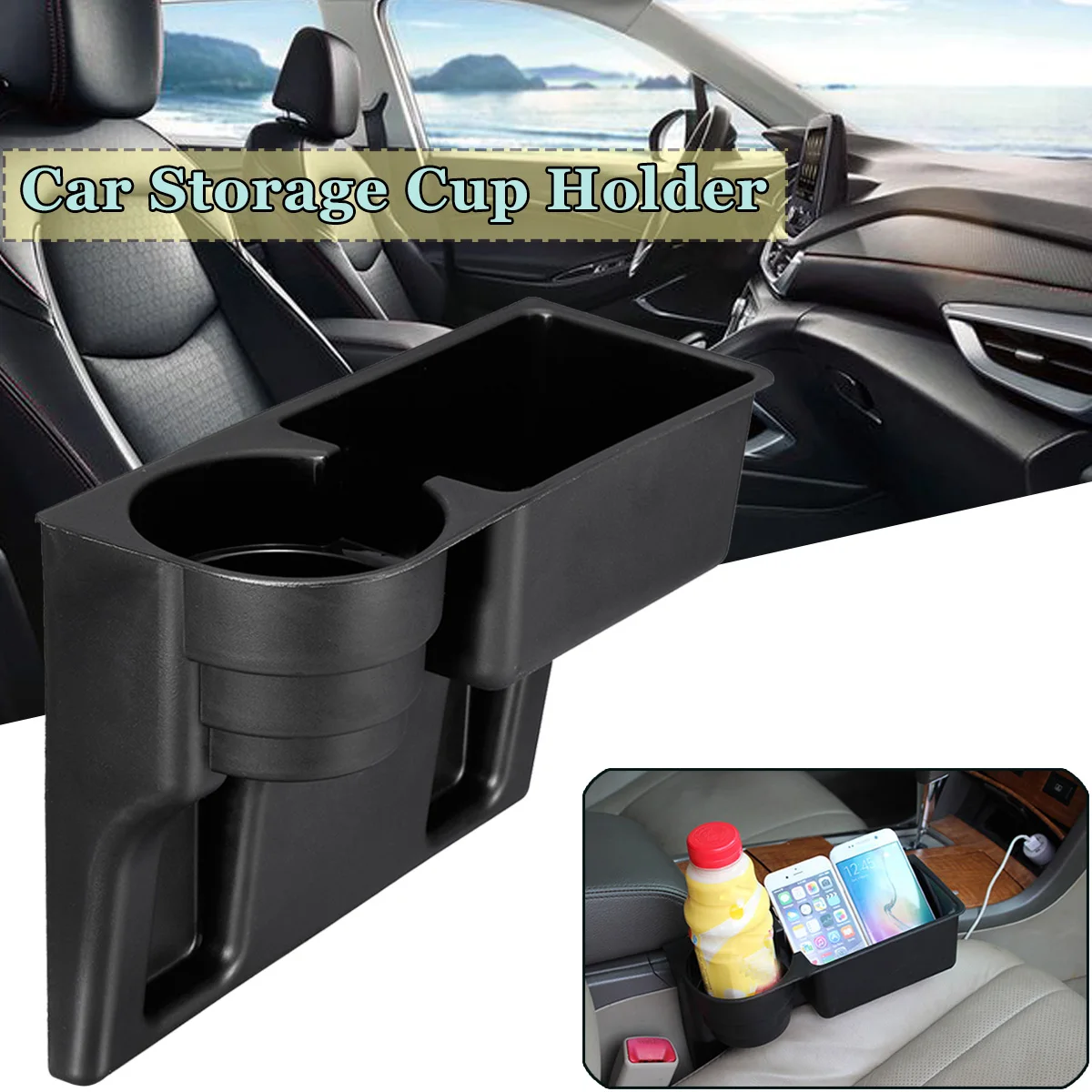 

Universal Black Mount Storage Cup Holder Drink Beverage Seat Seam wedge Car Auto Truck