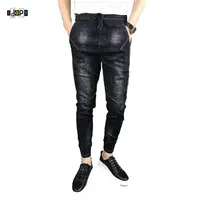 Idopy новые шаровары джинсы мужские эластичные корейские мужские джинсы модные повседневные Slim Fit черный хип-хоп джинсовые штаны, мужские