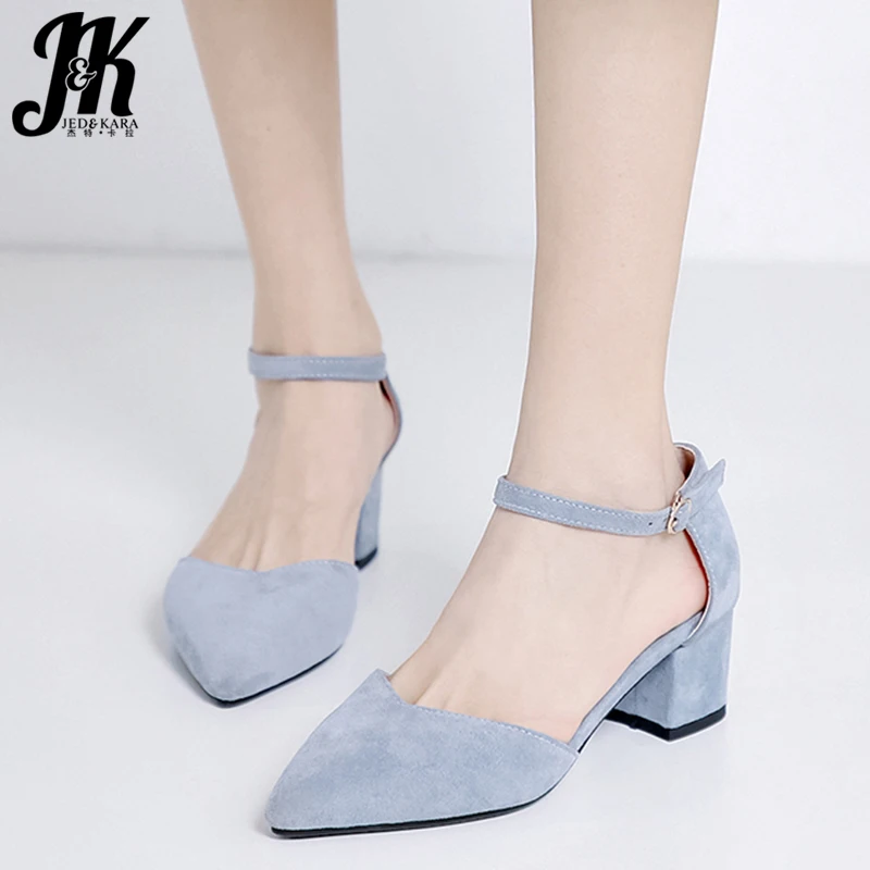 

JK Summer High Heels Sandals Women Ankle Strap Sandals Woman 2019 New Office Shoes Female Fashion Pointed Toe Shoes Ladies