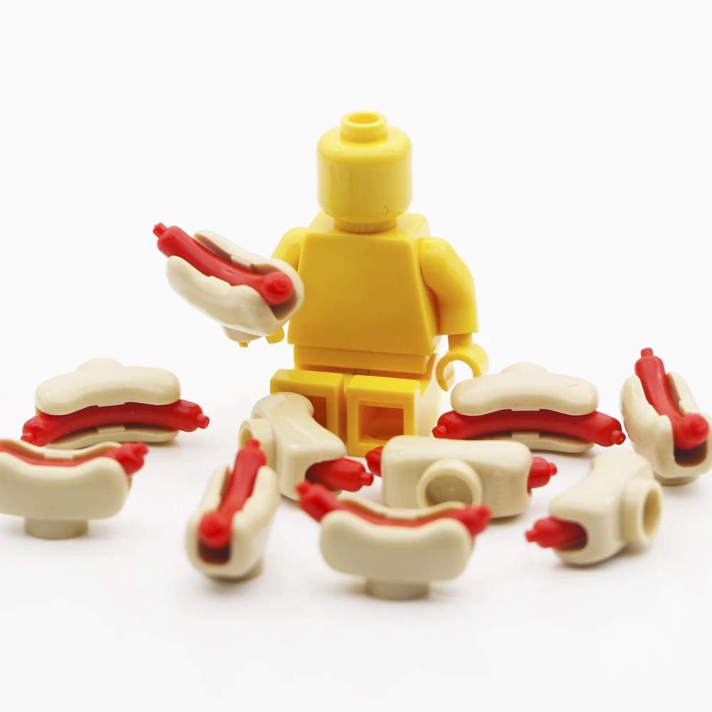 City Accessories Parts Building Blocks Hot Dog Sausage Drumstick Dish Pan Kitchen MOC Bricks Toys Compatible LegoINGlys Friends (3)