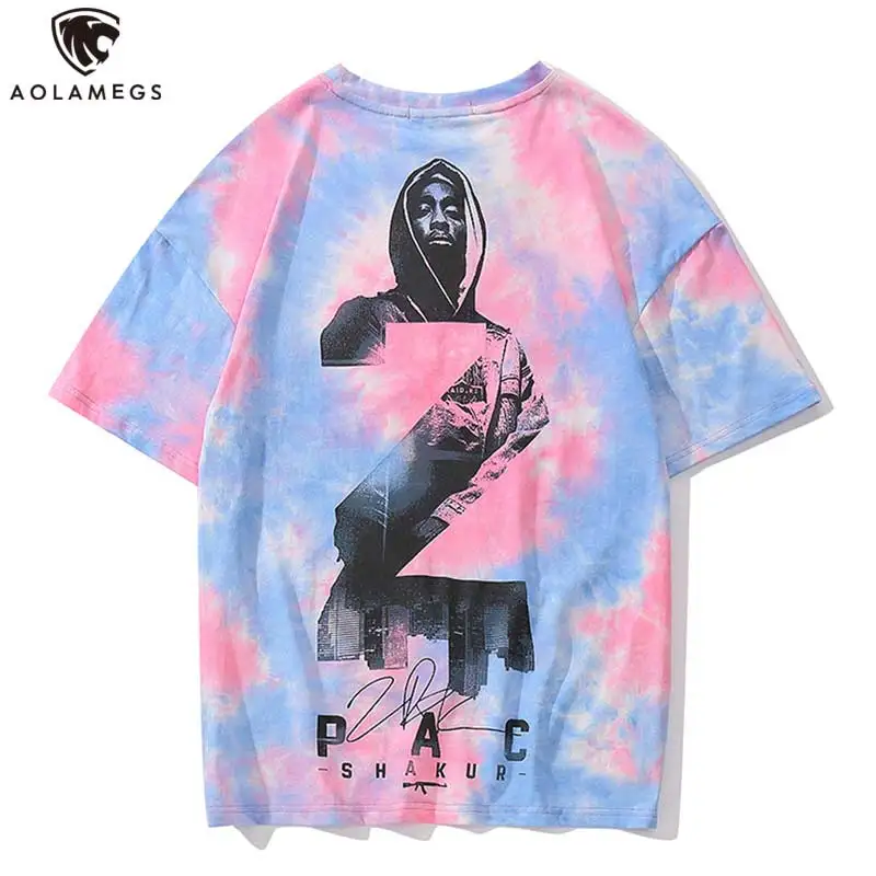 

Aolamegs Men T Shirt Funny Watercolor Printed Men's Tee Shirts Casual Tees Couple Short Sleeve Harajuku Summer Streetwear