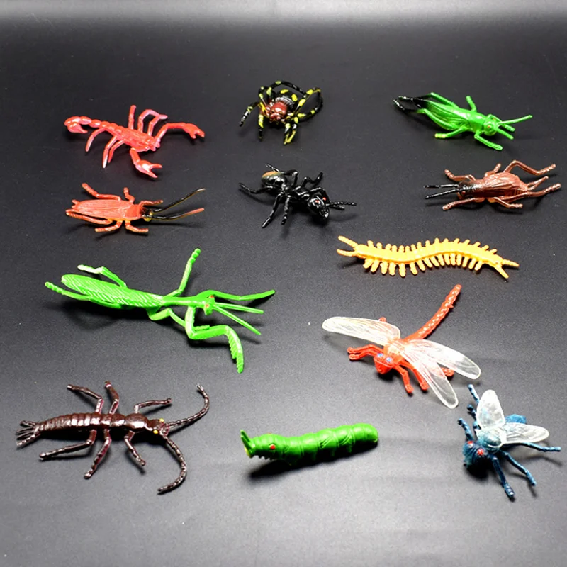 12 шт. забавные детские игрушки подарок Хамелеон Цельсия паук насекомое, Жук скорпион игрушка коллекция животных модели Фигурки
