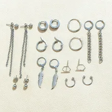 Мода 18 шт./компл./женские модные ботинки, полусапожки, ботильоны с квадратным BTSARMY, серьги со шпилькой, для женщин и мужчин пирсинг Имитация Корея Поп панк серьги с кисточками