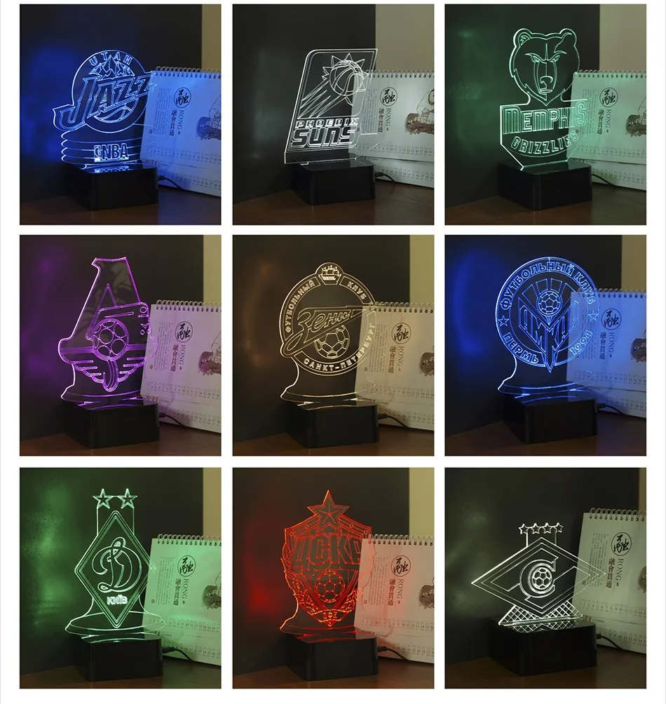 Novelty USB Lampe 3D RGB Nightlight for Russia Moscow Football Club LED Touch Light as Home Lighting Futbol Lamp (7)