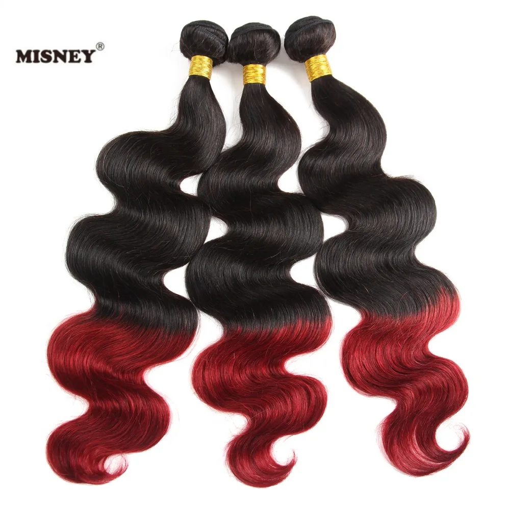

Brazilian Non Remy Hair Ombre 3 Bundles Ombre 1B BUG Body Wave Human Hair Weaving Bundles