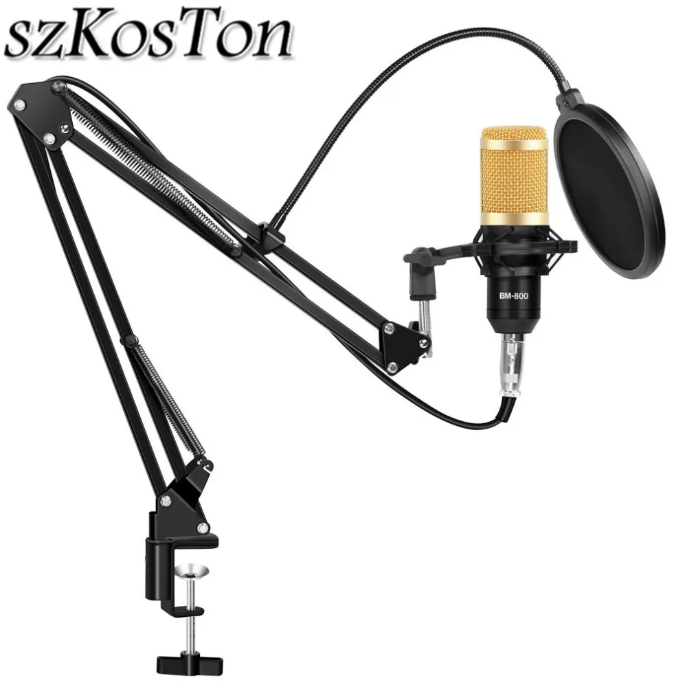 

bm 800 Studio Microphone Bundle Phantom Power Condenser Karaoke Microphone bm800 pop filter For Computer Broadcasting Recording