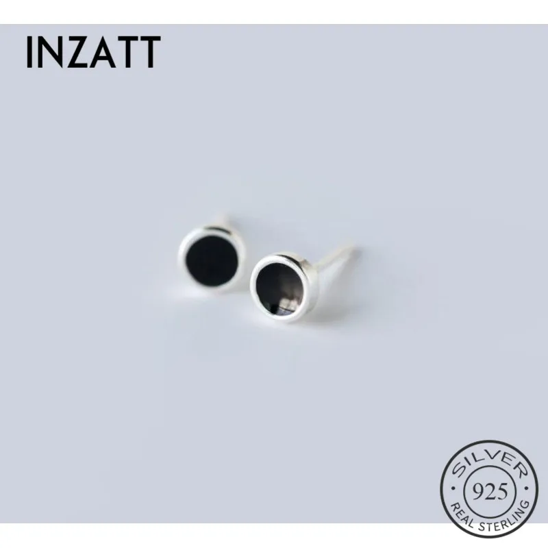 

INZATT Authentic 925 Sterling Silver Geometric Triangle Round Square Heart Enamel Stud Earrings For Women Party Cute Accessories