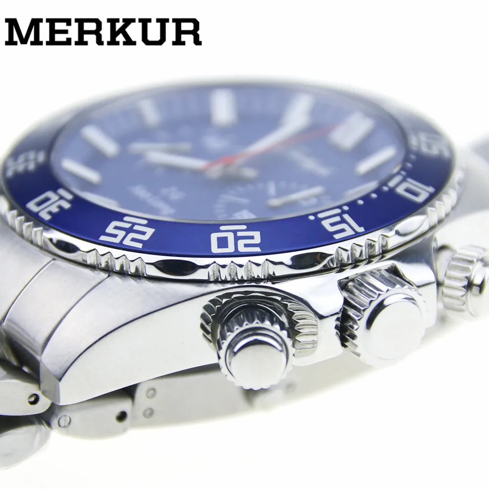 

Jintuofei Mens Seagull movement Chronograph Diver Pilot Watch 100M Mechanical Sapphire