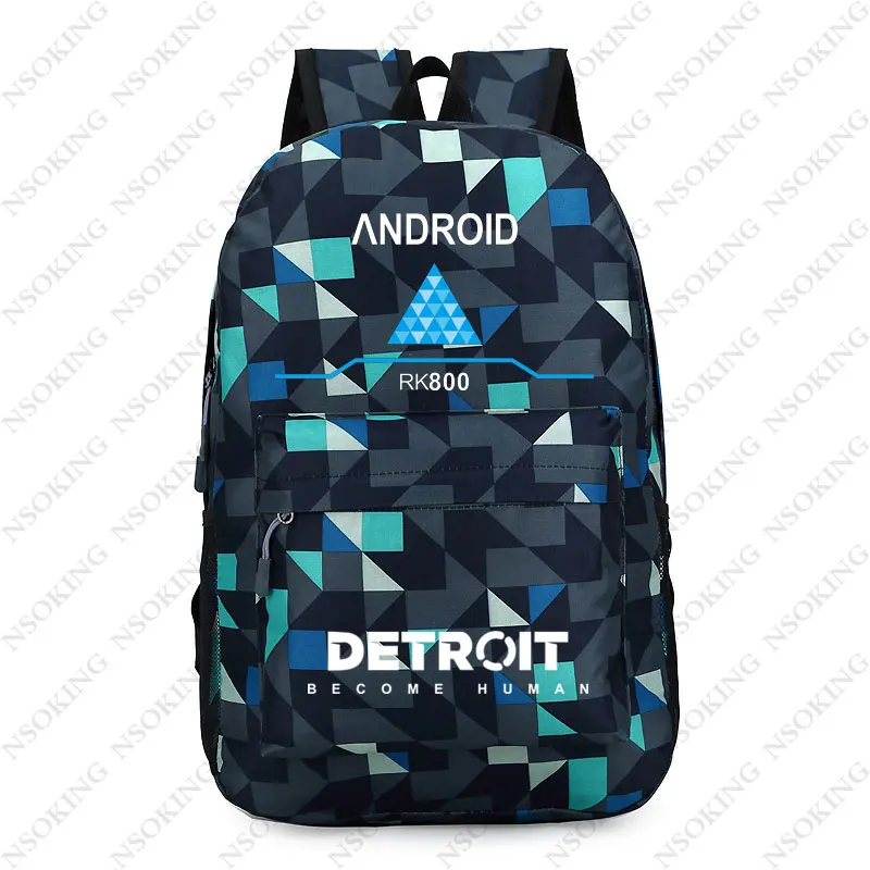 Детройт: стать человеком рюкзак для мужчин и женщин Connor школьные дорожные сумки Милая Черная сумка на плечо - Цвет: 025