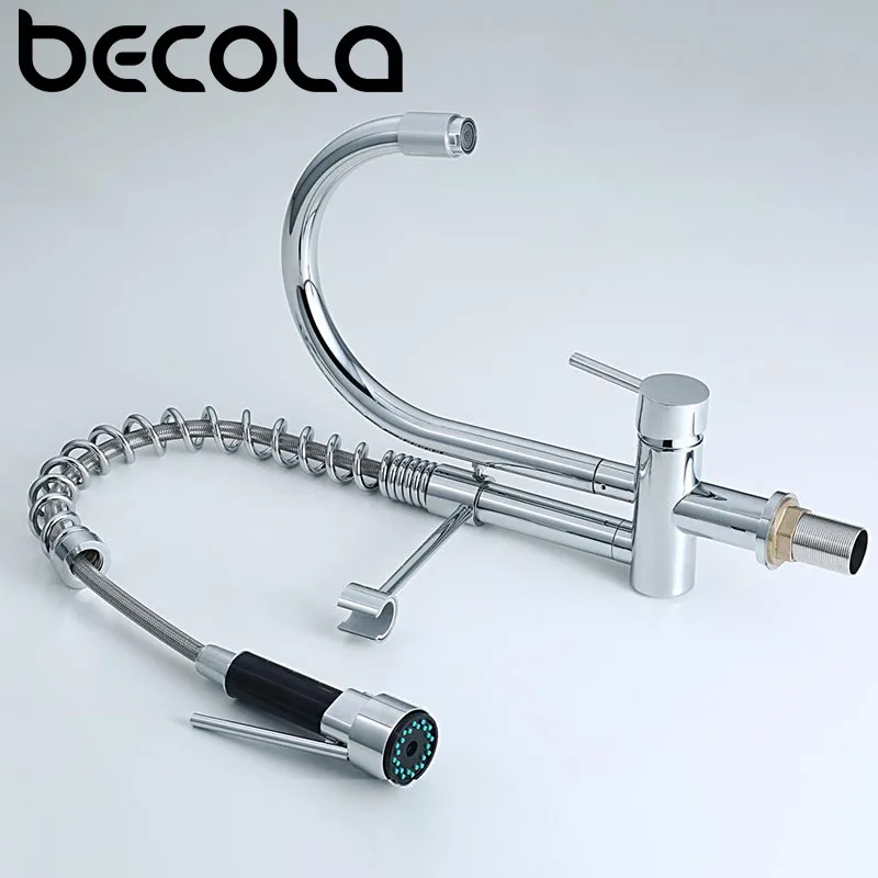 

DHL Free Shipping Hot Sell Dual Handle Single hole Chrome Kitchen Mixer Tap Pull Out Kitchen Faucet CH-8014