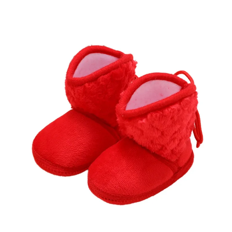Зимние ботинки для новорожденных детей; бархатные теплые ботинки с цветочным узором для маленьких девочек; 0-18 месяцев