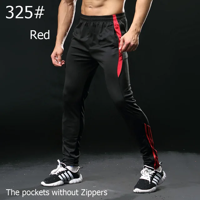 Pantalones deporte chandal, обтягивающие футбольные штаны, футбольные тренировочные штаны, мужские тренировочные штаны для бега, мужские спортивные штаны, мужские брюки - Цвет: 325 black red
