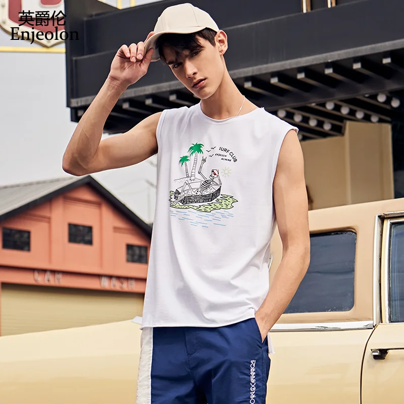 Enjeolon Top Casual 100 Cotton Streetwear 