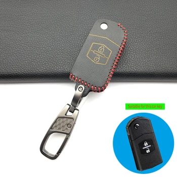 

Leather Key Case Cover For Mazda 3 2 6 2003 2004 2005 2006 2007 2008 2009 2010 2011 2012 2013 2 Button Flip Car Key Holder