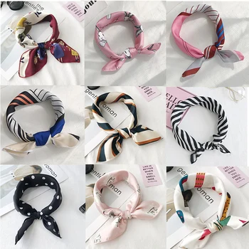 Hair Scarf Tie Animal Print Luxury Satin Small/Square/silk/Neck/Ring/Scarf Winter Head Scarf  For Wome  Neckerchief Fashion 2018