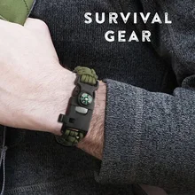 Открытый браслет для выживания плетеный Паракорд многофункциональные инструменты для кемпинга спасательный трос компас свисток нож