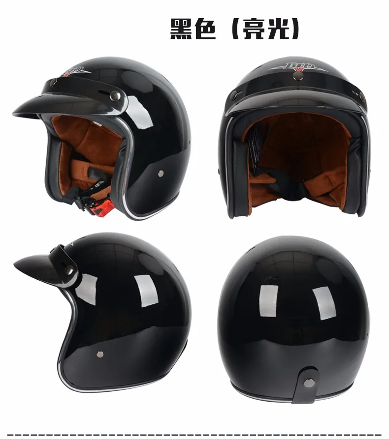 3/4 из черной кожи с открытым лицом Половина мото мотоциклетный шлем Винтаж мотоцикл Vespa capacete велосипед чоппер черный