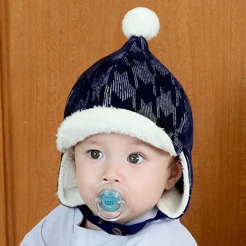 1 шт. детские зимние шапки Chullo для девочек и мальчиков, Детские теплые шапки с милым помпоном, утолщенная вязаная шапка унисекс шапка бини, плюшевая шапка