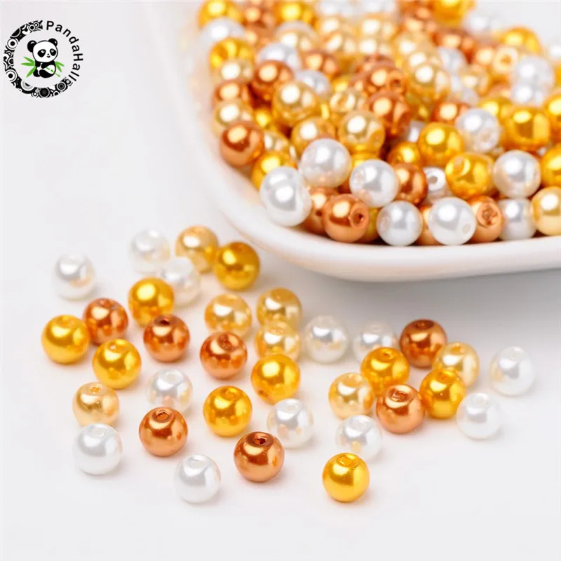

1Bag 4mm 6mm 8mm Multi Color Mixed Pearlized Glass Pearl Beads for Jewelry Making Hole: 1mm