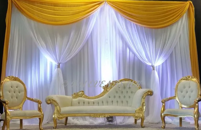 10ft(H) * 20ft(W) Yellow&white Wedding Backdrop wedding