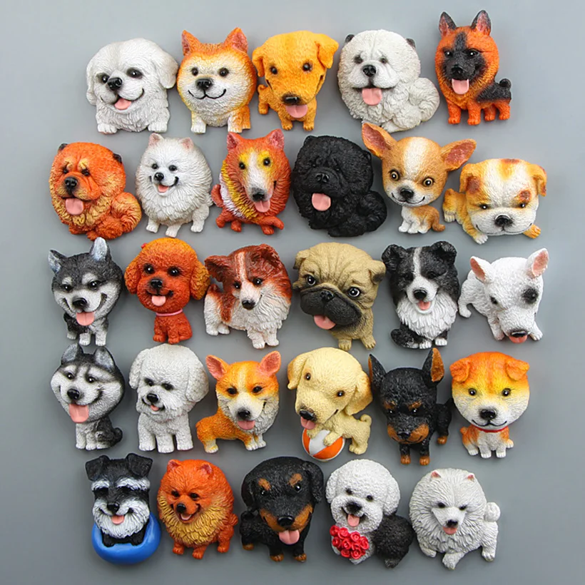 

1PC Little Pet Dog Magnet Sticker Q Cute Figure Model Famous Dog Hutches Bulldog Model Action Figures Refrigerator Stickers Doll
