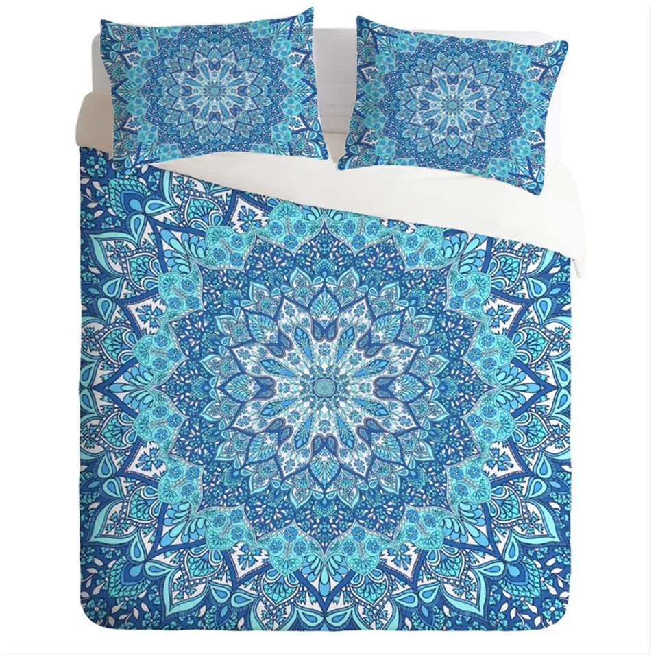 

CAMMITEVER Bohemian Lotus Bedding Set US King Queen Duvet Cover Indian Lotus Bed Set 3pcs Bedclothes