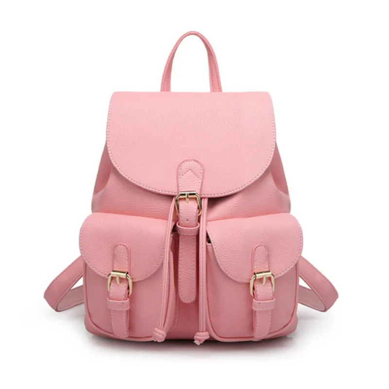 pink leather backpack travel bag student PU backpack for teens mochila escolar shoulder school bags for teenage girls bookbag bookbags-for-girls