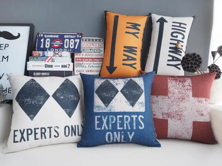 

Nordic British Old Cafe pillow ,LOFT Bar Arrow cushion ,Linen pillowcase,sofa cushions home decorative Pillows