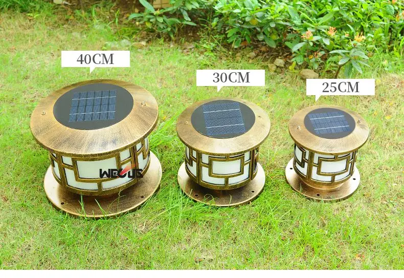 Jardim ao ar Luz à Prova Pilares Solares Circulares Dwaterproof Água Parede Pilar Lâmpada Villa Livre Paisagem Luzes D30x25cm 3 w Led 13 solar pillar lights
