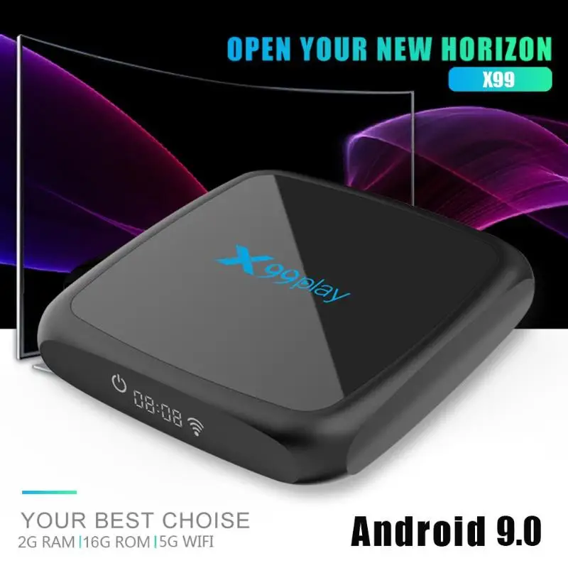 X99 Play tv Box 2G + 16G Android9.0 RK3318 четырехъядерный WiFi 2,4 ГГц/5 ГГц двойной WiFi телеприставка