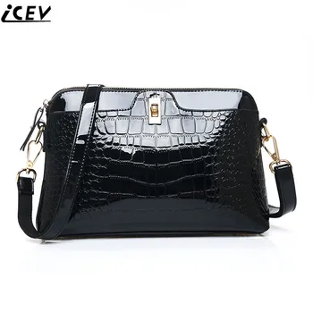 

European style fashion alligator purse and handbag women leather messenger bag ladies crocodile shoulder shell bag famous brands
