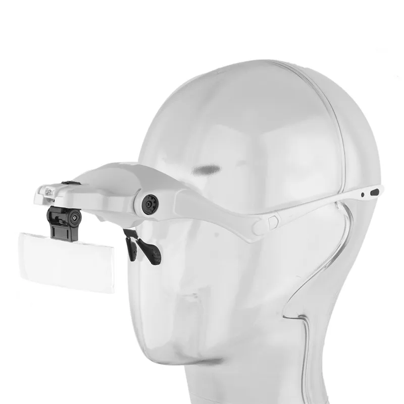 5 Lens Adjustable Loupe Headband Magnifying Glass Magnifier With LED