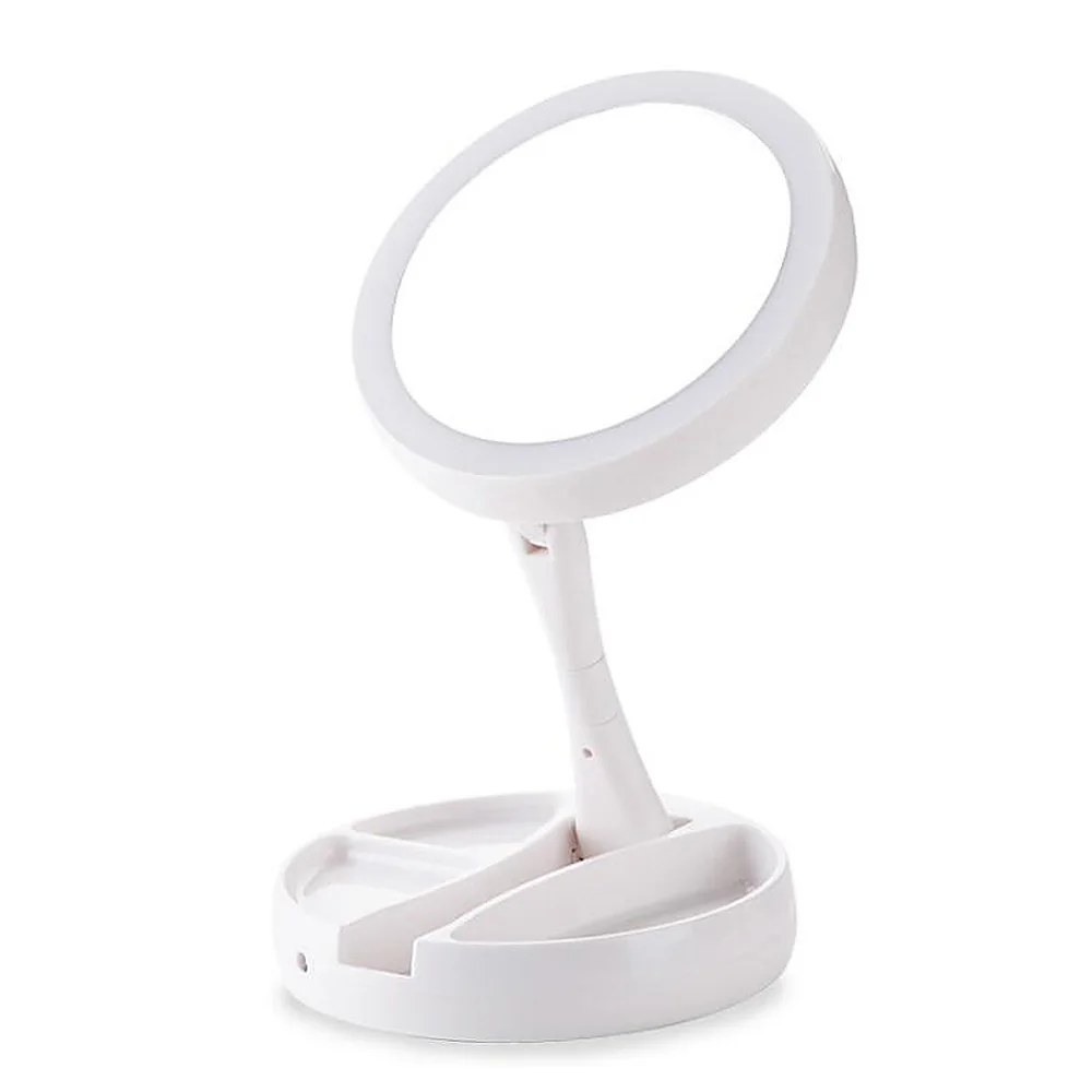 

LED lights Magnifying Makeup Mirror Cosmetic Rotating Bright Portable Mirror Folding 10x Magnification Cosmetic Mirror