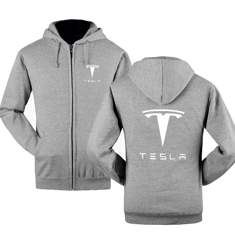  New Fashion Tesla Car Logo Sweatshirt Hoodies Men Hoody Spring Autumn Fleece Cotton Zipper Jacket H