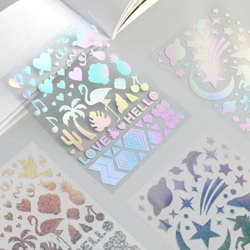 

Hologram Deco Pack 12*16cm Flamingo Design PVC Stickers 2 Sheets 2018 New