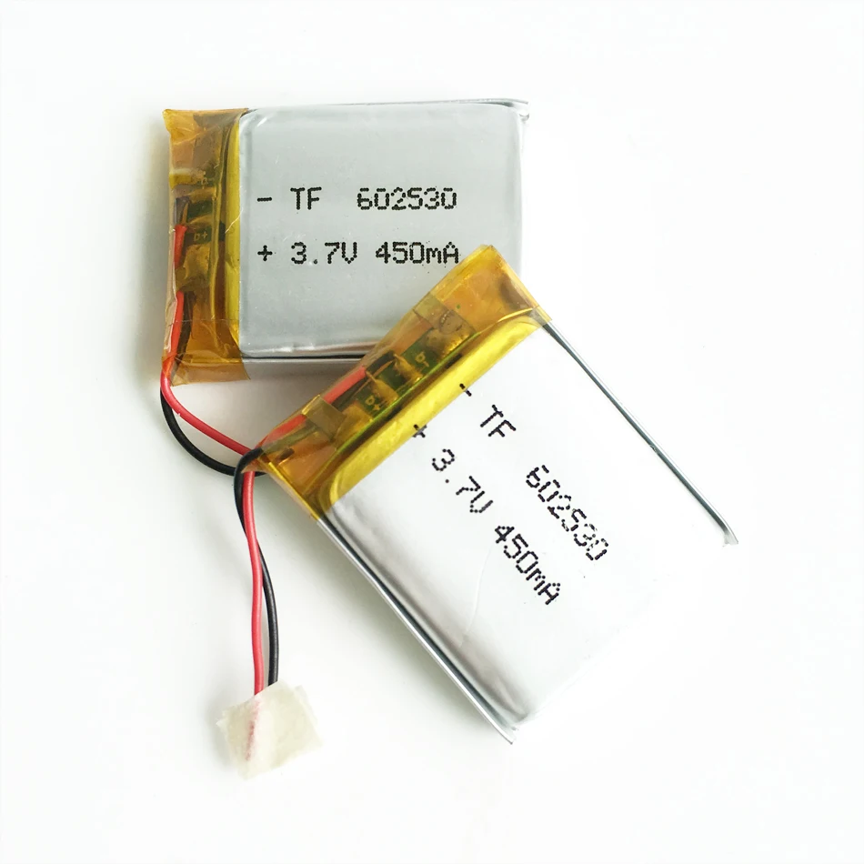 

2 pcs 3.7V 450mAh Lithium Polymer LiPo Rechargeable Battery For Mp3 Mp4 Mp5 PAD DVD E-book bluetooth headset speaker psp 602530