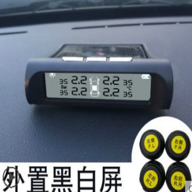 

LCD Display Car Wireless Tire Tyre Pressure Temperature Monitoring System 4 External Sensors For Cars Solar Power tool set
