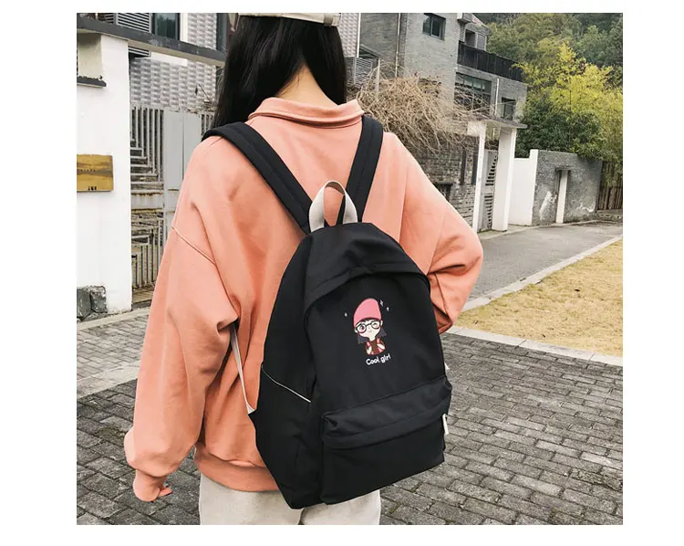 Janespri Cute School Bags for Teenage Girls Waterproof Nylon Embroidery Backpack Female Backpack Travel Bag School Mochilas New_13