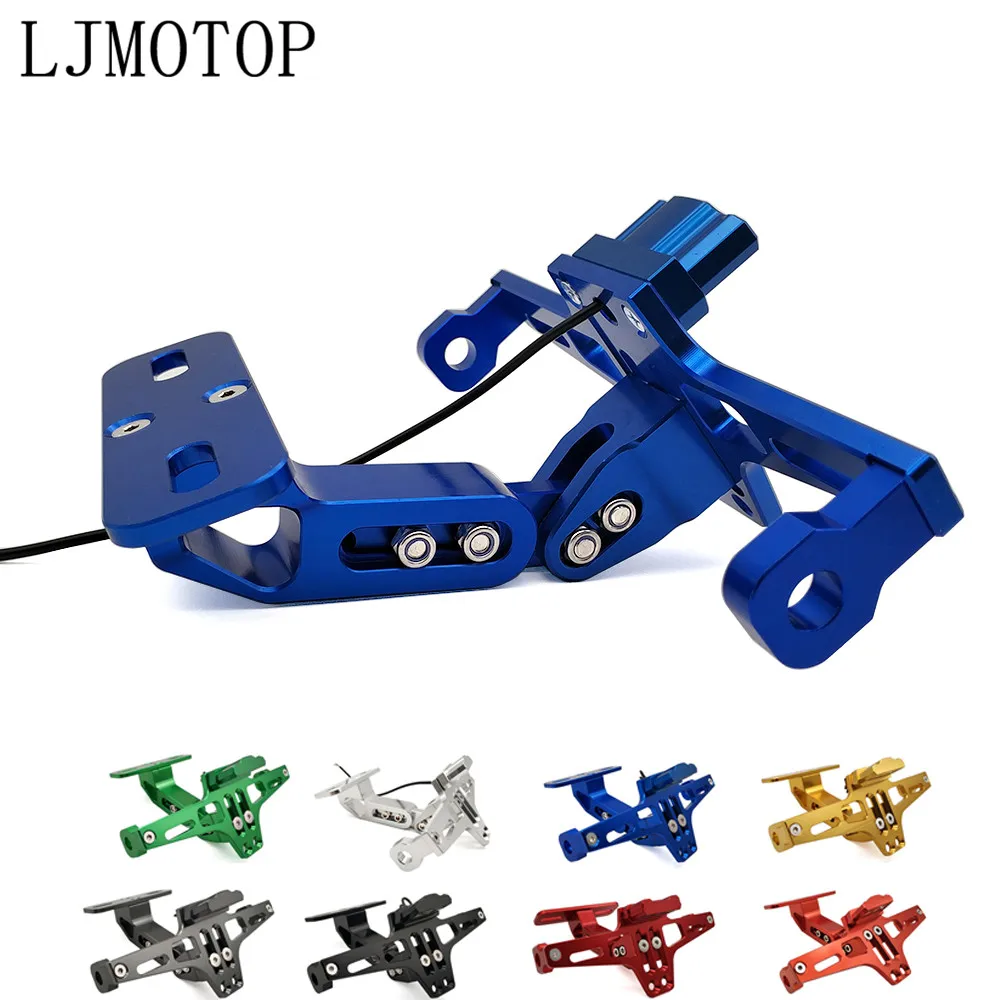 

For YAMAHA tdm 900 850 mt125 mt03 mt01 mt 125 03 01 xt660 CNC Motorcycle License Number Plate Frame Holder Bracket With LED