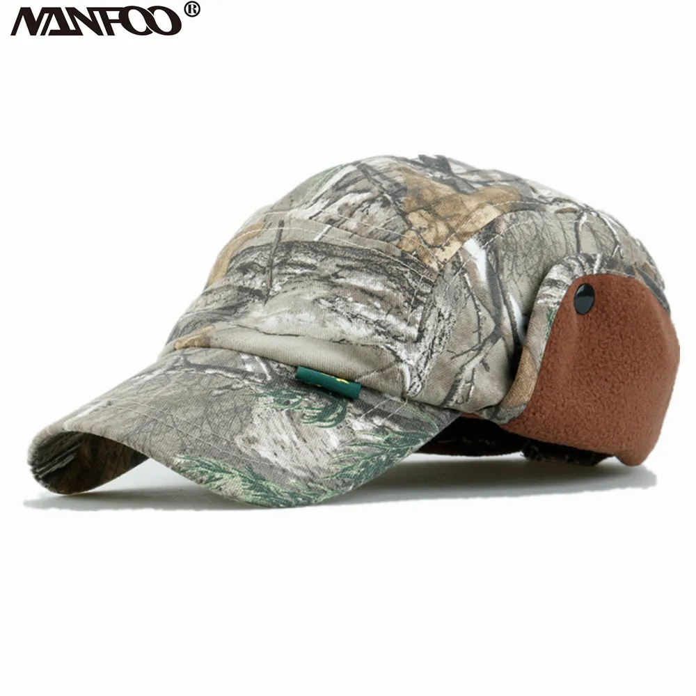 

New Outdoor Autumn Winter Climbing Hikinging protection ear bionic camo Cap Hunting Tactical Thermal Peaked Cap Baseball cap