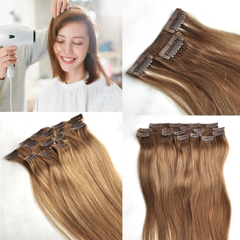 new arrival 100 Human Hai Clip in Extensions 7pcs/lot Brazilian Virgin