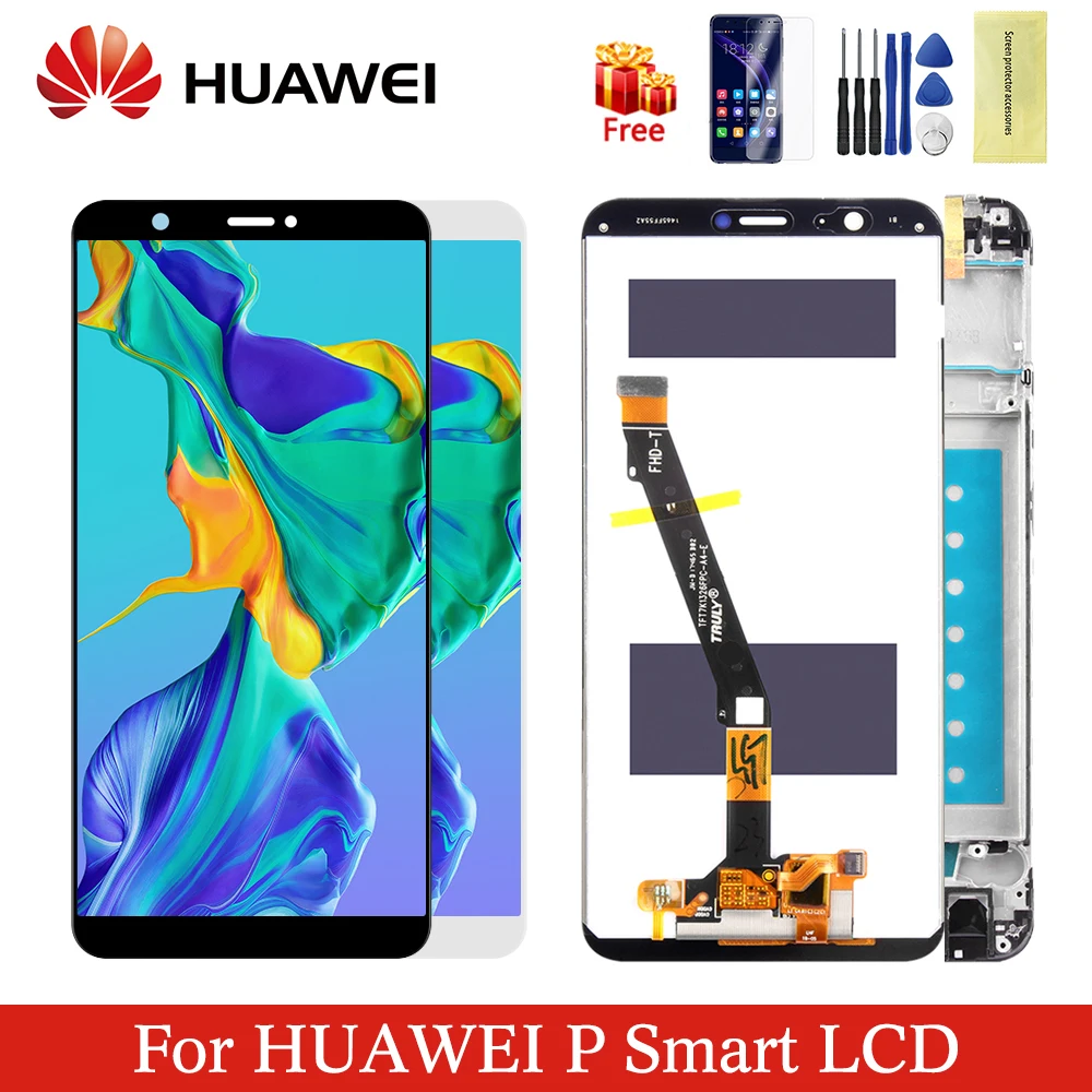 

Original huawei p smart display touch screen LCD display digitizer assembly 5.65 replacement parts with frame for HW p smart