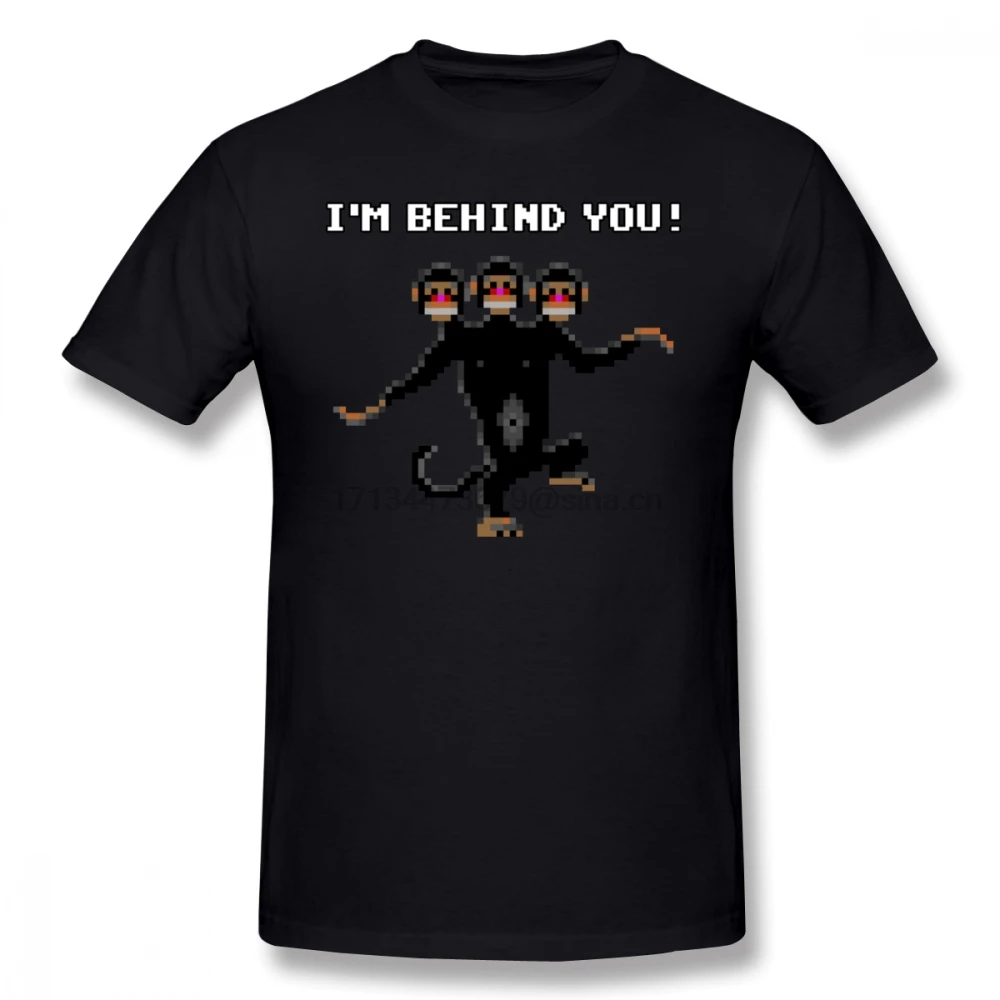 

Monkey Island T Shirt BEHIND YOU T-Shirt Short Sleeve Men Tee Shirt Plus size Casual Cute 100 Percent Cotton Print Tshirt
