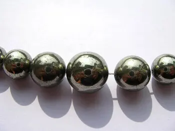 

pyrite necklace 2strands 4-12mm genuine Raw pyrite crystal round ball polished iron gold pyrite beads